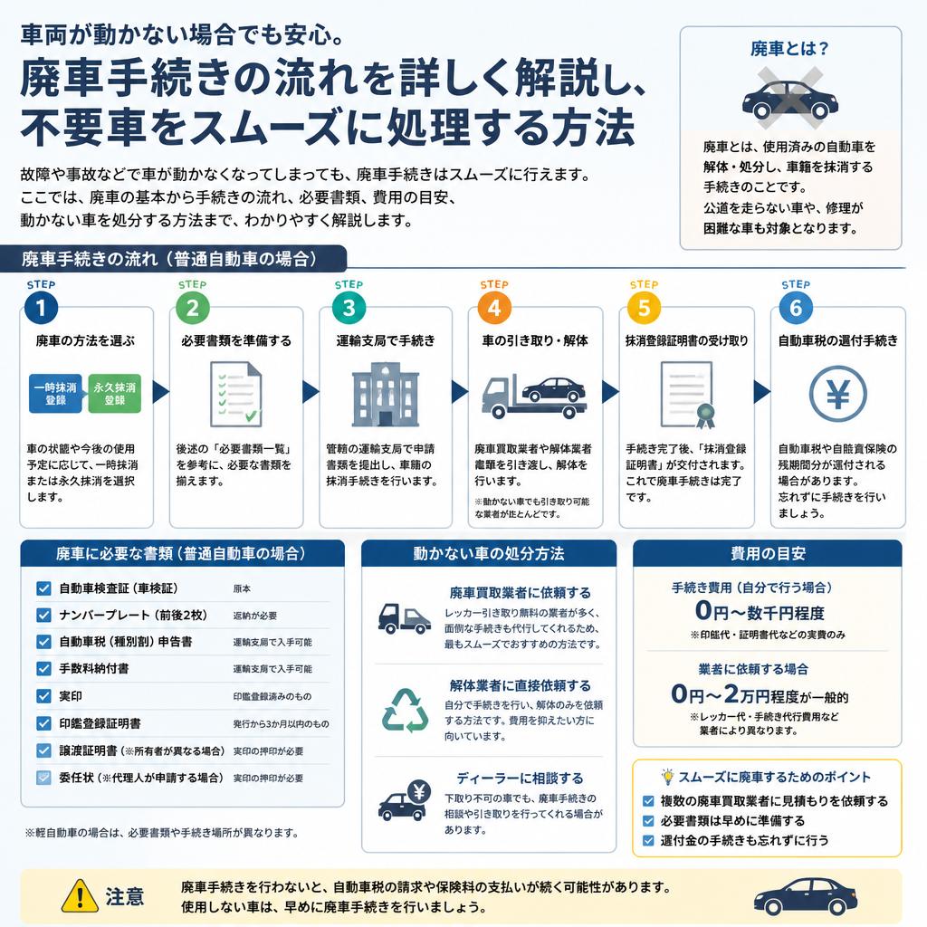 廃車手続きも対応！