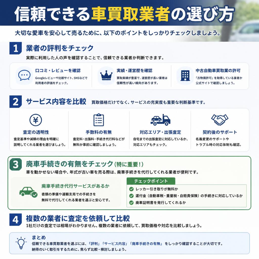 4. 車両買い取り業者の選び方