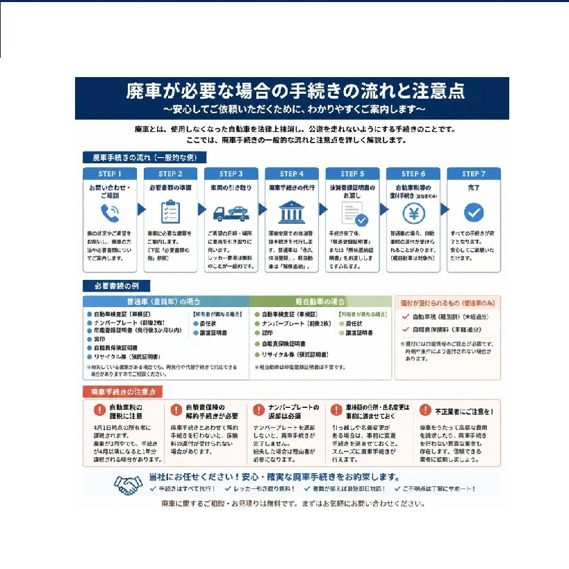 5. 廃車手続きの流れと注意点