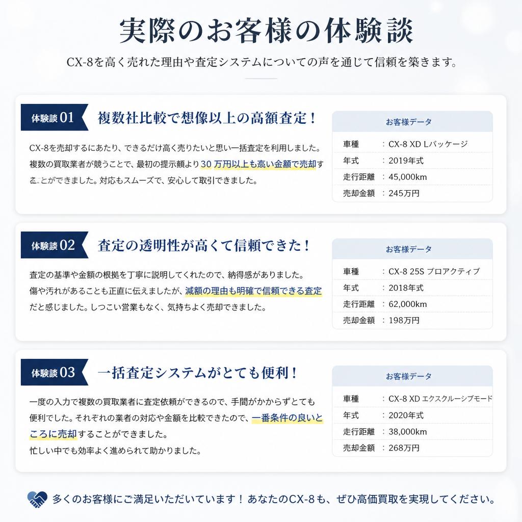 お客様の声：CX-8を高く売れた体験談