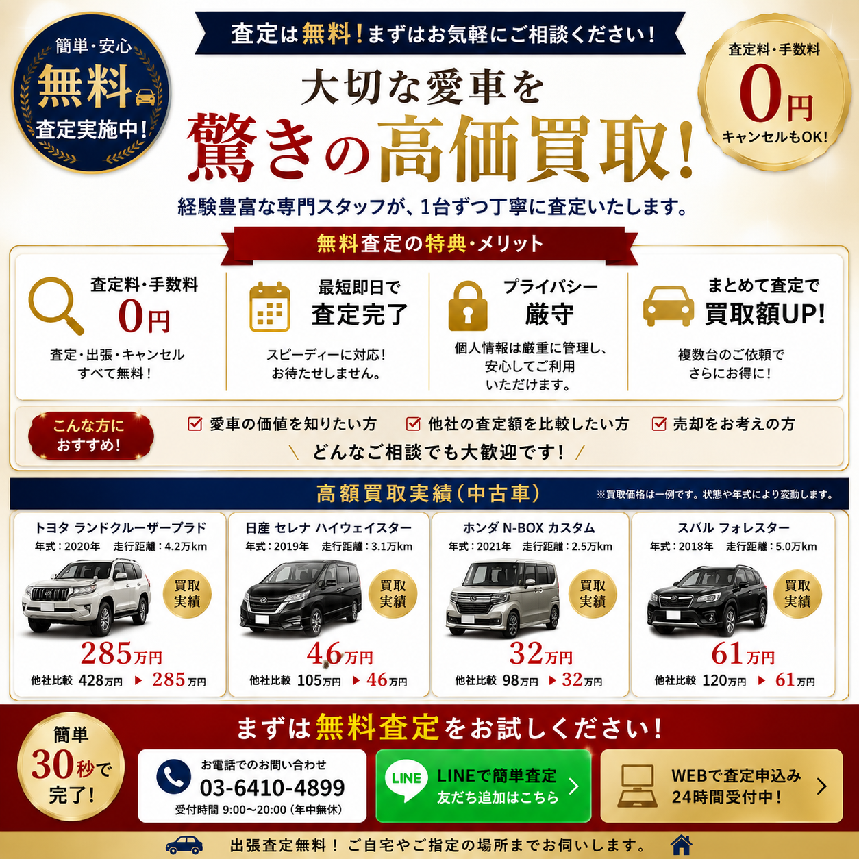 お問い合わせ：今すぐ査定を受けてみよう！