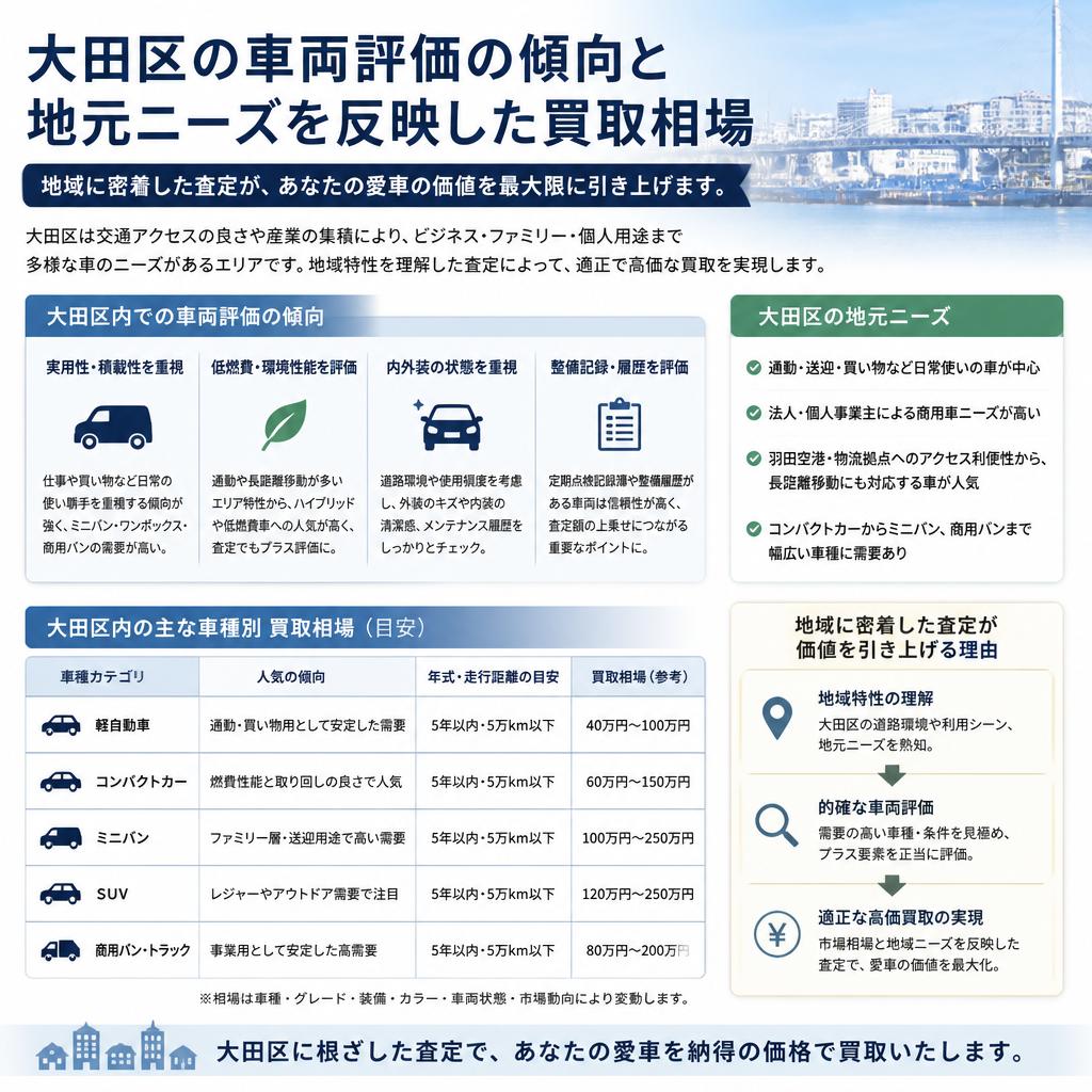 大田区内の車両評価の現状
