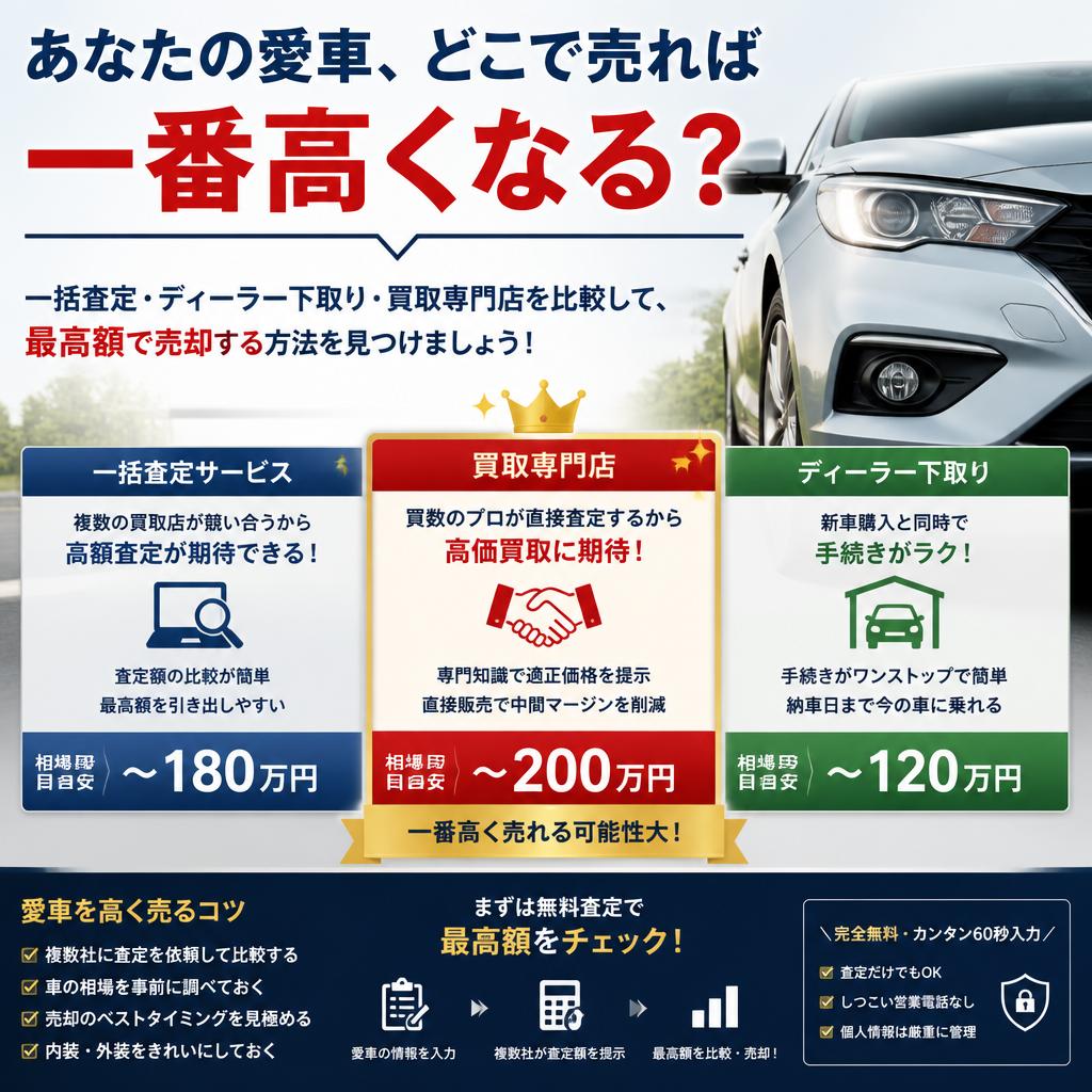 あなたの愛車、どこで売れば一番高くなる？